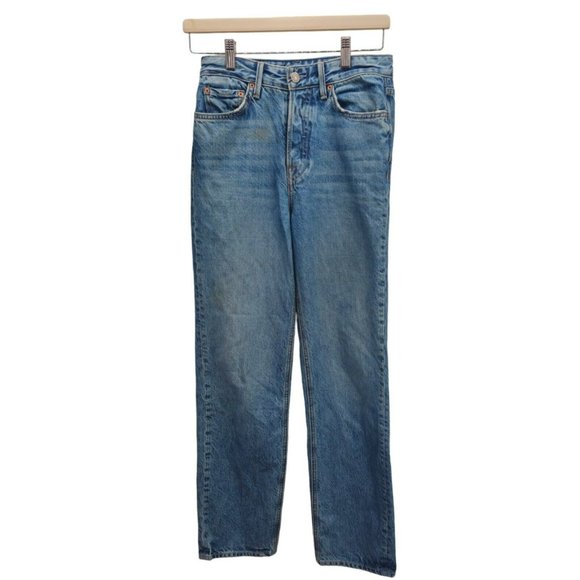 GRLFRND Mica Jeans 26 High Rise Waisted Button Fly High Expectations Blue Denim - Picture 3 of 14